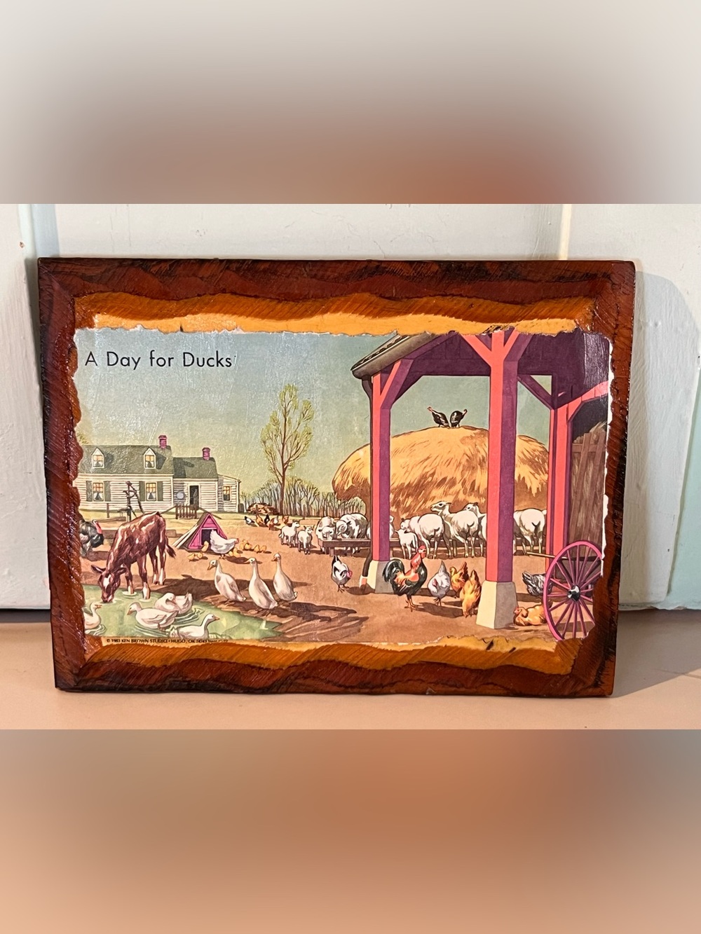 Vintage Farm Animals Wooden Picture